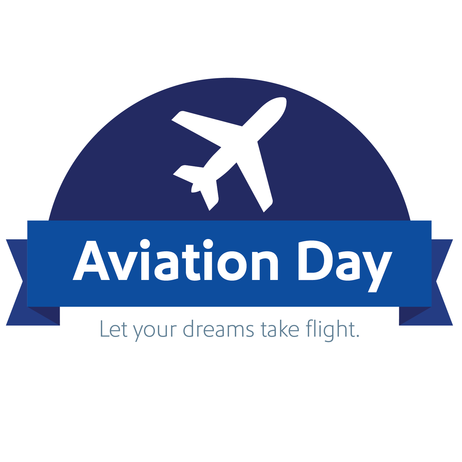 Aviation Day brand mark with tagline 'let your dreams take flight