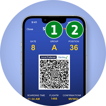 example of how to find the boarding group and boarding position on a boarding pass