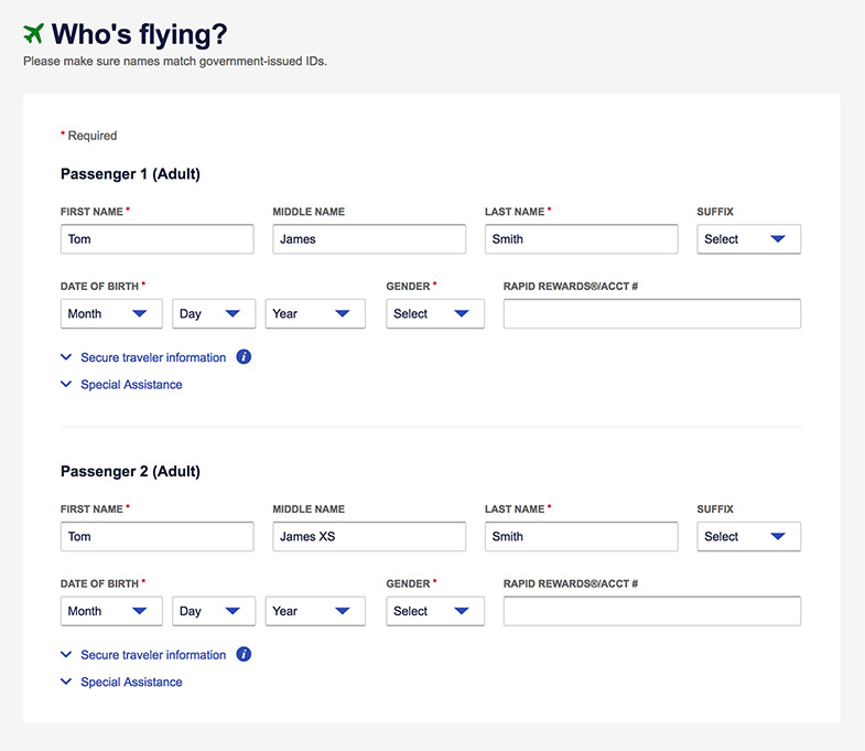 Airline Seat Size Chart