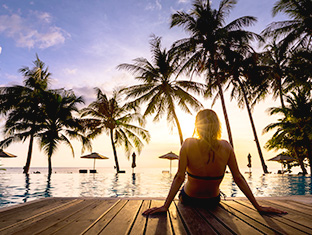 Relaxing on the beach watching the sunset.