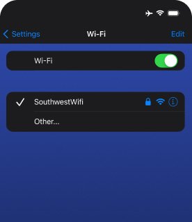 Captura de pantalla de la lista de redes WiFi en el iPhone