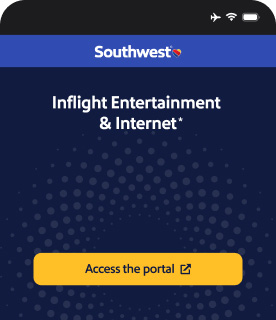 Captura de pantalla del portal de Internet y entretenimiento a bordo de Southwest Airlines en el iPhone