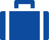 Blue stylized icon of a suitcase