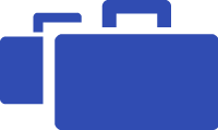 Blue stylized icon of 2 bags
