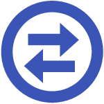 Blue stylized icon of an exchange