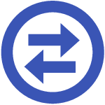 Blue stylized icon of an exchange