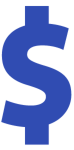 Blue stylized icon of a dollar sign
