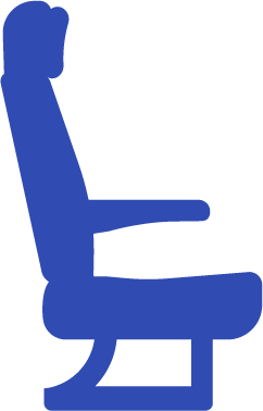 Blue stylized icon of airplane seat