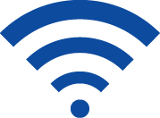 Blue stylized icon of WiFi