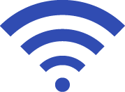 Blue stylized icon of WiFi