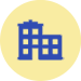Blue stylized icon of hotel