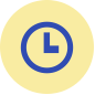 Blue stylized icon of clock