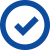 Blue stylized icon of check mark
