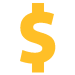 Yellow stylized icon of a dollar sign