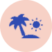 Blue stylized icon of beach