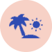 Blue stylized icon of beach
