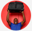 Smiling-African-American-Man-Holds-Luggage-Over-His-Head