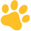 Yellow stylized icon of an animal paw print