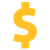 Yellow stylized icon of a dollar sign