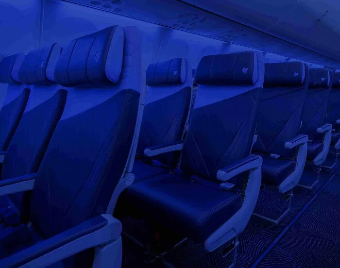 Rows of seats on a Southwest plane