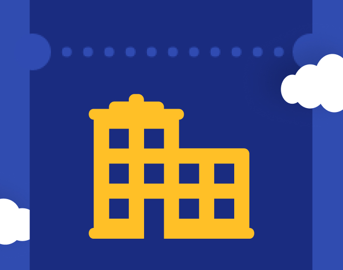 Southwest Hotel logo that is an animated yellow building