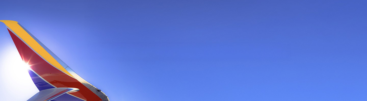 Southwest Airlines tail fin against a blue sky
