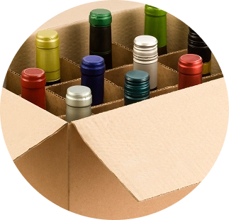 Bottles of wine in a box