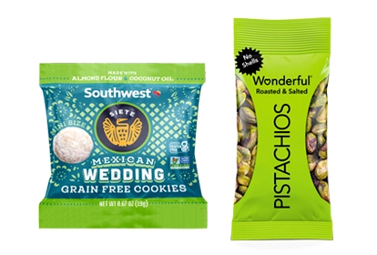 An image of Siete Mexican Wedding Grain Free Cookies and Wonderful Roasted and Salted Pistachios